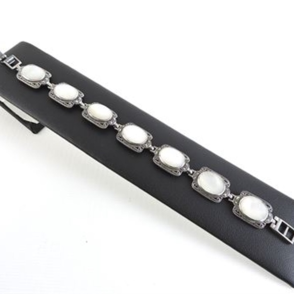 925 Silver & Mother of Pearl Link Bracelet - Picture 6 of 7
